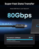 Anker Prime Thunderbolt 5 Cable (3.3 ft/1.7 ft, 80 Gbps, 240W) - detail view | Silarius
