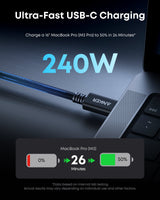 Anker Prime Thunderbolt 5 Cable (3.3 ft/1.7 ft, 80 Gbps, 240W) - side view | Silarius