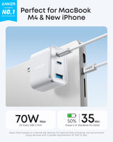 Anker Nano Charger (70W, 3 Ports) - detail view | Silarius