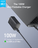 Anker Nano Charger (100W) with USB-C Cable - side view | Silarius