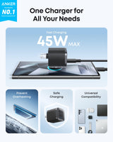 Anker Nano Charger (45W) with USB-C to USB-C Cable - side view | Silarius