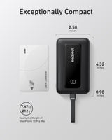 Anker Zolo Power Bank (10K, 30W) with a 5.4-inch (13.7 cm) built-in USB-C cable. - detail view | Silarius