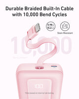 Anker Zolo Power Bank (10K, 30W) with a 5.4-inch (13.7 cm) built-in USB-C cable. - detail view | Silarius