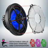 DS18 CF-8M NXL 8" 2-Way Coaxial Marine Speaker With LED RGB Lights 125 Watts Rms 4-Ohm - Black Carbon Fiber