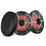 DS18 CF-8M NXL 8" 2-Way Coaxial Marine Speaker With LED RGB Lights 125 Watts Rms 4-Ohm - Black Carbon Fiber