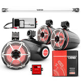 PU-TUBE 4x 8' Marine Towers Speakers with RGB LED Lights, 4-Channel Marine Amplifier and AMPKIT f... - detail view | Silarius
