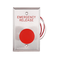 Dortronics 5211-MP23DA/RXE3 5210 Series Exit Push Button, 1-9/16" Diameter Mushroom Button, with Form Pneumatic 2-60 Delay, Red Button, Stainless-Steel Plate Engraved "EMERGENCY RELEASE"
