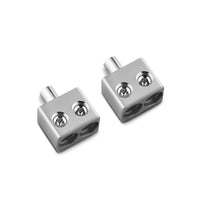 Dual 1/0-GA to 1/0-GA Amp Input Reducers with Offset Stub - front view | Silarius