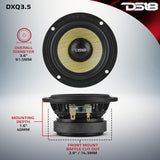 DXQ 3.5' Midrange Speaker with Yellow Straw + Composite Foam Cone | 60W RMS 4-Ohm - detail view | Silarius
