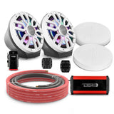 8' Loaded Flat Mount Speaker Pods with Amplifier, Installation Kit and Digital LED Lights, Packag... - detail view | Silarius