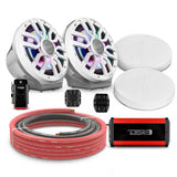 8' Loaded Flat Mount Speaker Pods with Amplifier, Installation Kit and Digital LED Lights, Packag... - detail view | Silarius