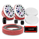 8' Loaded Flat Mount Speaker Pods with Amplifier, Installation Kit and Digital LED Lights, Packag... - detail view | Silarius
