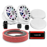 8' Loaded Flat Mount Speaker Pods with Amplifier, Installation Kit and Digital LED Lights, Packag... - detail view | Silarius