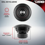 EXL XX 15" High Excursion Subwoofer 2000 Watts Rms DVC 4-Ohm - detail view | Silarius