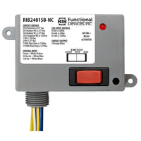Functional Devices RIB2401SB-NC Enclosed Relay 20A SPST-NC 24Vac/dc or 120Vac + Override Switch
