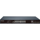 GeoVision GV-APOE1612 16-Port Gigabit PoE +2 Gigabit SFP Uplink Port, 1U Rack
