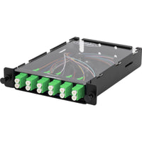 Hubbell OCSPLCDA12SM 12-Fiber Splice Cassette with Green LC/APC Duplex Adapters Zirconia Ceramic