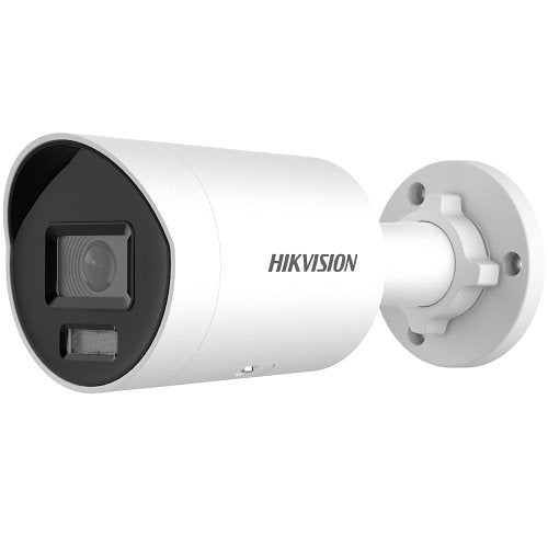 Hikvision DS-2CD3048G2-LIU ColorVu Smart Hybrid Light 4MP Dual Illumination WDR Bullet IP Camera with Built-in Microphone, 40m Light Range, 4mm Fixed Lens, White