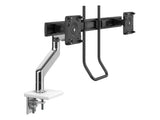 Humanscale M81NTNDWBHB M8.1 with Combo Mount for DUAL Monitors with Crossbar - Polished Aluminum with White TRIM