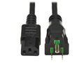 Eaton Tripp Lite P006AB-006-HG Safe-IT Antibacterial Hospital-Grade Power Cord, 5-15P to C13 - Green Dot, 13A, 125V, 16 AWG, Black