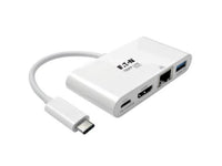 Eaton Tripp Lite U444-06N-HGU-C USB-C Multiport Adapter - HDMI, USB 3.x (5Gbps) Hub Port, Gigabit Ethernet, 60W PD Charging, HDCP, White