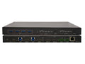 Boom BM04-1044 ARC - smart bridge for seamless host switching. Dual-host 4K 4 2 matrix KVM w/ MST & PD; autoswitches room PC & BYOM laptop instantly.