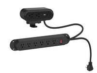 HAT Design Works PWRG-ACCW-TD-STRP-BK Reya Power Strip with Hardwired Surface Module, Black, 65W, 8 power receptacles, 1 USB-A, 2 USB-C