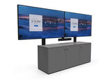 iCart CRED3V-DX 3-bay AV cabinet includes VMPU-100L-120 Dual display mount, 12RU sliding, rotating rack, rack-mount 6-po