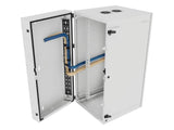 Vertiv GL48WMCMP-W-SH-AF-CM WM Premium 25Ux24x32 Fan Gray - Offset mounting rails create nearly 3.5 in of dedicated cable management space between the rail and side