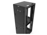 Vertiv GL840CL-3036-2PF Colo Cabinet 2x21U 30in 36in Black, Dedicated vertical cable management raceways to each bay cannot be accessed from other compartments