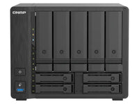 QNAP TS-H966TX-8G-US Desktop 9-Bay Thunderbolt NAS/iSCSI IP-SAN, Intel Core i3 6-core processor, 8GB DDR5 RAM, 5 x 2.5 /3.5 SATA 6Gbps + 4 x 2.5 U.2 NVMe PCIe Gen3