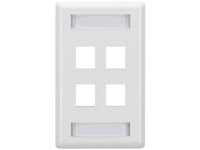 Black Box WPT476 Keystone Wallplate - Single-Gang, 4-Port, White