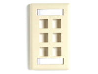 Black Box WPT478 Keystone Wallplate - Single-Gang, 6-Port, Ivory