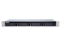 QNAP TL-R400S-US 4-bay 1U rackmount SATA JBOD expansion unit with a QXP-400eS-A1164 PCIe SATA host card and 1 SFF-8088 to SFF-8088 SAS/SATA 6Gb/s external cables