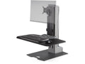 HAT Design Works WNSTE-1-CW-270 Winston-E Sit-Stand Single Monitor Mount w/ Compact Worksurface, Grey Duotone, 40 lbs, 43IN screen