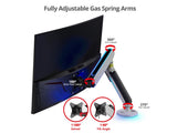 SIIG CE-MT3J11-S1 Single Monitor Desk Mount W Rgb Lighting Fits 1734IN, up to 19.8 lbs, Gas Spring, Full Motion, VESA75x