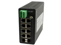 Transition Networks SISTP1040-382-LRT Hardened Unmanaged Switch, 8-port GE POE+, 2 SFP, 240W POE, 54VDC, - 40 - 75C
