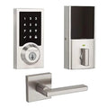 Kwikset KT-99160041K CNT SmartCode Contemporary Electronic Deadbolt with (1) Halifax Lever Passage Door Lock, Satin Nickel, Kit