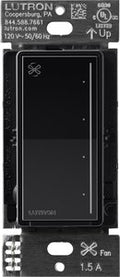 Lutron RRST-ANF-BL RadioRA 3 Sunnata Touch Fan Control; 4-Speed; 1.5A Paddle Fan; AC Motor; Single Pole; Neutral Required; 120V; Black