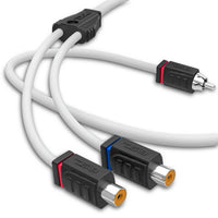 RCA Marine Grade Tinned 100% Copper OFC Y Connector 2 FEMALE to 1 MALE - WHITE - front view | Silarius