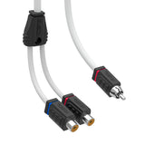 RCA Marine Grade Tinned 100% Copper OFC Y Connector 2 FEMALE to 1 MALE - WHITE - side view | Silarius