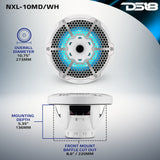 10" Marine 2-Way Hybrid Speaker with RGB LED, Compression Driver and Neodymium Magnet | 450W RMS 4-Ohm - detail view | Silarius