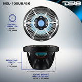 NXL 10" Marine Subwoofer with LED RGB Lights 300 Watts Rms SVC 4-Ohm - detail view | Silarius