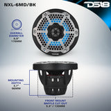 6.5" Marine 2-Way Hybrid Speaker with RGB LED, Compression Driver and Neodymium Magnet | 250W RMS 4-Ohm - detail view | Silarius