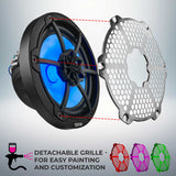 NXL 8' 2-Way Coaxial Marine Speaker With LED RGB Lights 125 Watts Rms 4-Ohm - side view | Silarius