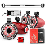 BRO-TUBE 4x 8' Marine Towers Speakers with RGB LED Lights, 4-Channel Marine Amplifier and AMPKIT ... - detail view | Silarius