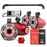 JL-TUBESOFT 4x 8' Marine Towers Speakers with RGB LED Lights, 4-Channel Marine Amplifier and AMPKIT... - side view | Silarius