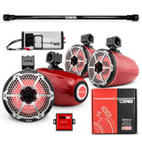 PU-TUBE 4x 8' Marine Towers Speakers with RGB LED Lights, 4-Channel Marine Amplifier and AMPKIT f... - detail view | Silarius