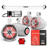 JK-TUBE 4x 8' Marine Towers Speakers with RGB LED Lights, 4-Channel Marine Amplifier and AMPKIT f... - detail view | Silarius
