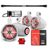 PU-TUBE 4x 8' Marine Towers Speakers with RGB LED Lights, 4-Channel Marine Amplifier and AMPKIT f... - detail view | Silarius